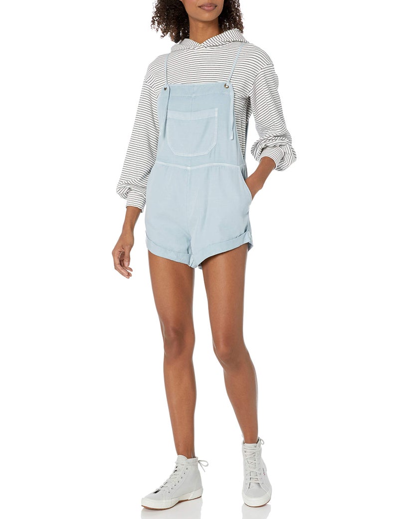 Billabong Women's Wild Pursuit Woven Overall Shorts, Chambray, S - Image 1